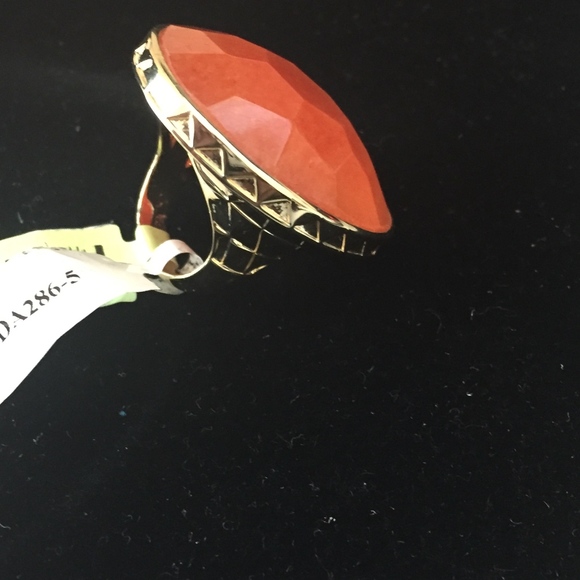 Orange Quartzite 18k Yellow Gold/Bronze Ring Size5 - Picture 4 of 8